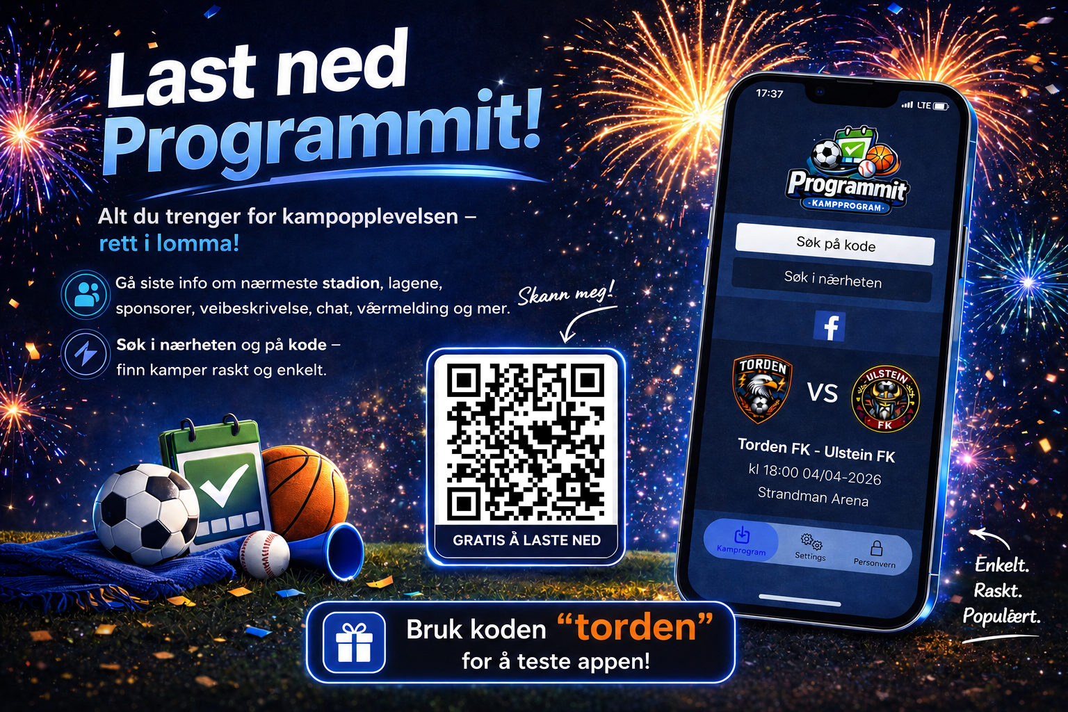 Reklame for Programmit-appen med QR-kode